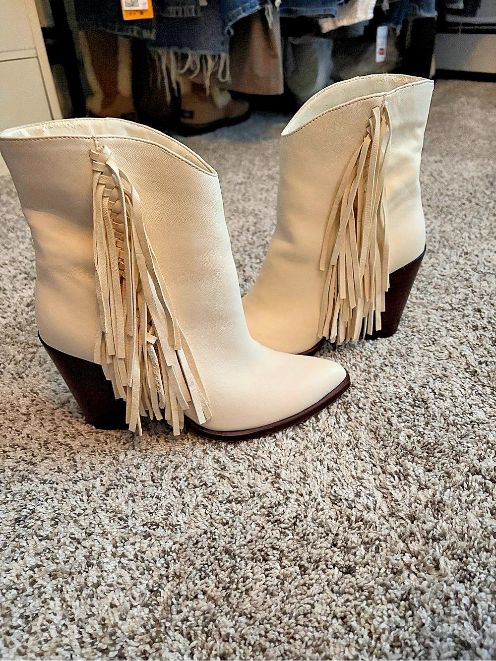 Dolce Vita Torey Fringe Western Bootie Cream